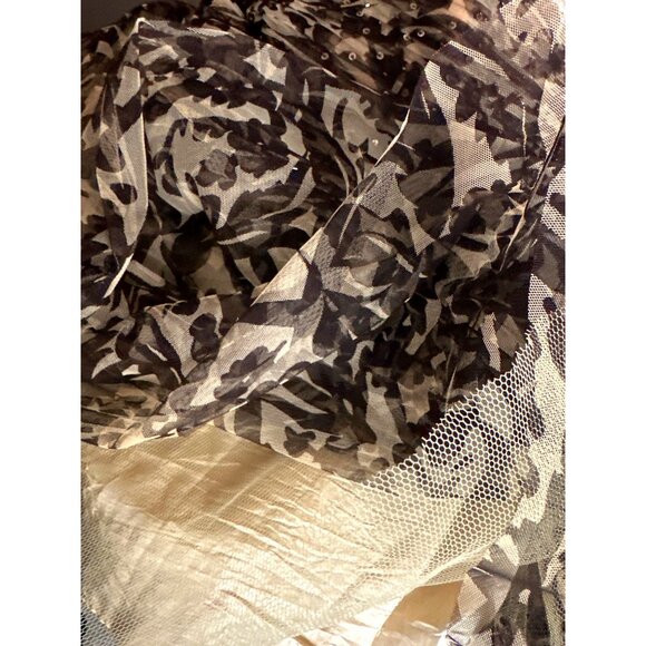 Vintage Y2K BCBGMaxAzria Strapless Dress Medium Petite Mesh Tulle Brown - Picture 12 of 13